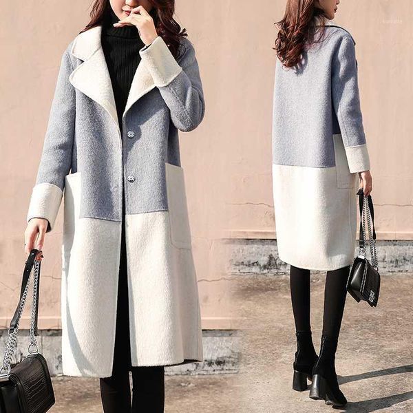 spliced woolen coat women mid-length autumn winter dark buckle straight popular wool coat casual thickened wool pocket q1231, Black
spliced woolen coat women mid-length autumn winter dark buckle straight popular wool coat casual thickened wool pocket q1231, Black