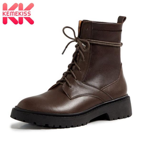 boots kemekiss genuine leather woman ankle fashion cross strap flats winter shoes warm office lady footwear size 34-39, Black
boots kemekiss genuine leather woman ankle fashion cross strap flats winter shoes warm office lady footwear size 34-39, Black