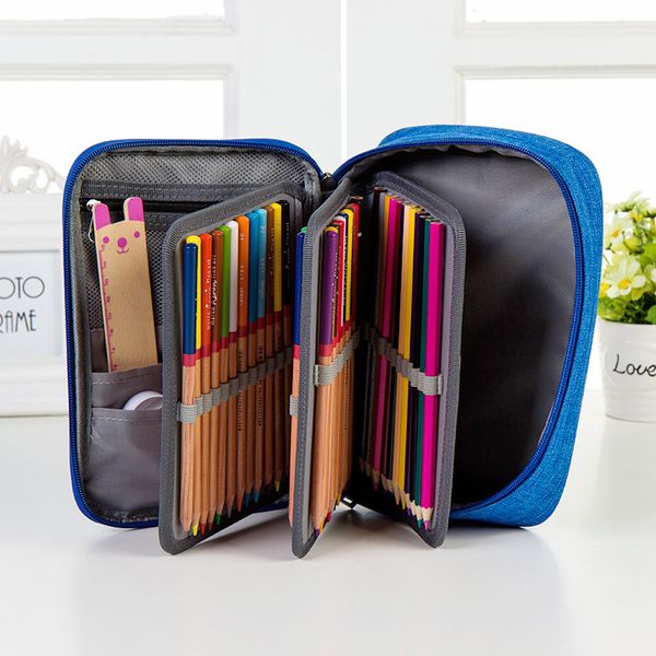 

72 Holes Canvas School Pencil Cases for Girls Boys Student Multifunction Stationery Storage Bag Art Marker Pens Case Pouch