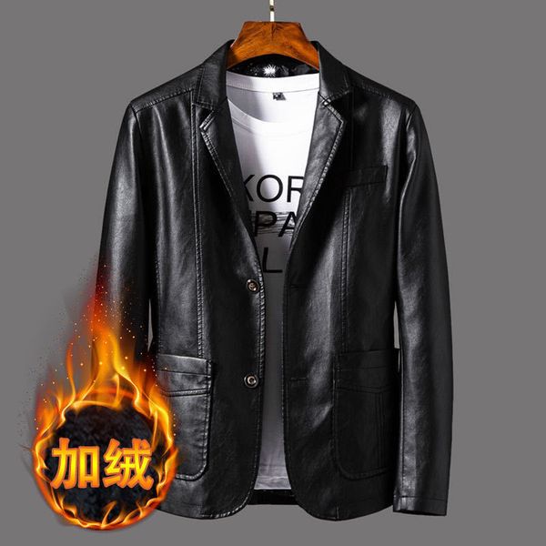 new winter suit collar motorcycle leather jacket with velvet thickening men's coat fashion, White;black
new winter suit collar motorcycle leather jacket with velvet thickening men's coat fashion, White;black