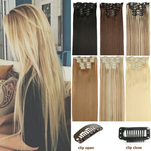 long blonde synthetic in extensions straight 22" 140g 16 clips false hair pieces brown black white color
long blonde synthetic in extensions straight 22" 140g 16 clips false hair pieces brown black white color