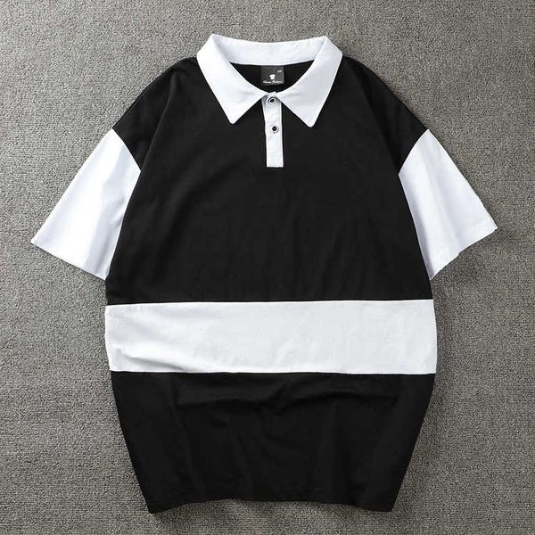 men summer fashion short sleeve casual sport blouse breathable cotton stitching men's patchwork polo shirt, White;black
men summer fashion short sleeve casual sport blouse breathable cotton stitching men's patchwork polo shirt, White;black