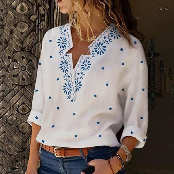 women blouses 2020 casual plus size bohemian 3/4 sleeve shirts linen cotton v-neck print blouse femininas fashion clothes1, White
women blouses 2020 casual plus size bohemian 3/4 sleeve shirts linen cotton v-neck print blouse femininas fashion clothes1, White