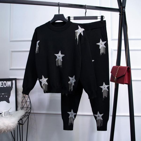 women's tracksuits high street stylish 2021 runway suit set o-neck long sleeve diamonds beaded knitting sweater pants, Gray
women's tracksuits high street stylish 2021 runway suit set o-neck long sleeve diamonds beaded knitting sweater pants, Gray