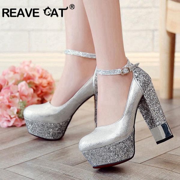 reave cat new style women pumps thick super high heels wedding party bling round toe ankle straps platform shoes silver size 39, Black
reave cat new style women pumps thick super high heels wedding party bling round toe ankle straps platform shoes silver size 39, Black