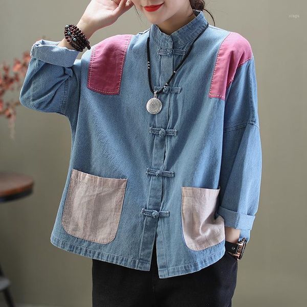 vintage chinese style ladies patchwork womens fashion denim shirts vintage long sleeve and blouses plus size lt956s301, White
vintage chinese style ladies patchwork womens fashion denim shirts vintage long sleeve and blouses plus size lt956s301, White