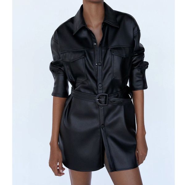 female motorcycle shirt elegant street personality casual leather jacket sleeve long winter blouse nes6, Tan;black
female motorcycle shirt elegant street personality casual leather jacket sleeve long winter blouse nes6, Tan;black