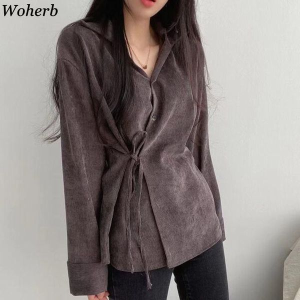 women's blouses & shirts woherb blusas mujer de moda 2021 women v-neck lace up shirt female loose fashion slim fit corduroy blouse 4f9, White
women's blouses & shirts woherb blusas mujer de moda 2021 women v-neck lace up shirt female loose fashion slim fit corduroy blouse 4f9, White