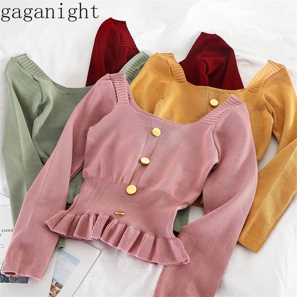 gaganight women sweater korean version long sleeve sweet solid short girl spring autumn knitted pullovers female sweaters 201221, White;black
gaganight women sweater korean version long sleeve sweet solid short girl spring autumn knitted pullovers female sweaters 201221, White;black
