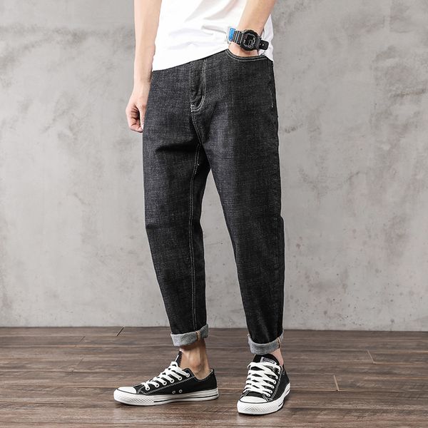 2021 new japanese style fashion loose fit black color elastic denim harem pants vintage designer small bottom hip hop jeans men qxzn, Blue
2021 new japanese style fashion loose fit black color elastic denim harem pants vintage designer small bottom hip hop jeans men qxzn, Blue