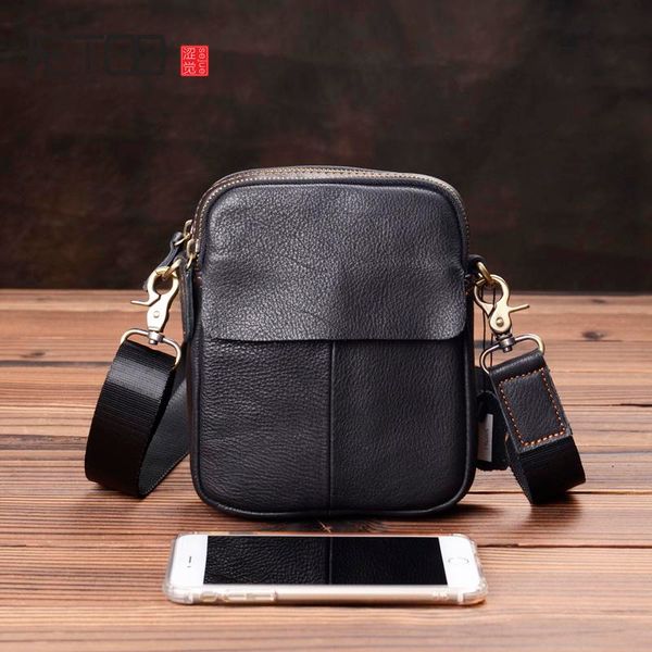 hbp aetoo men's leather diagonal bag, mini casual shoulder bag