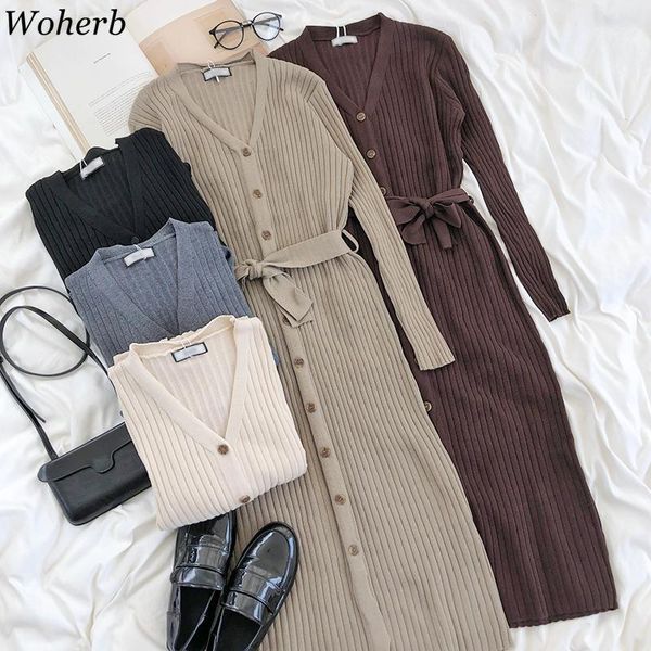 casual dresses woherb temperament maxi for women v-neck knitted dress lace up slim robe single breasted bodycon vestidos woman 94390, Black;gray
casual dresses woherb temperament maxi for women v-neck knitted dress lace up slim robe single breasted bodycon vestidos woman 94390, Black;gray