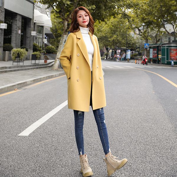 yellow women's mid-length korean 2021 autumn winter popular double-breasted pocket button woolen coat female q348, Black
yellow women's mid-length korean 2021 autumn winter popular double-breasted pocket button woolen coat female q348, Black