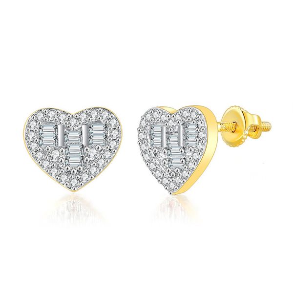 new fashion gold silver micro setting cz bling heart studs earrings for men women nice gift, Golden;silver
new fashion gold silver micro setting cz bling heart studs earrings for men women nice gift, Golden;silver