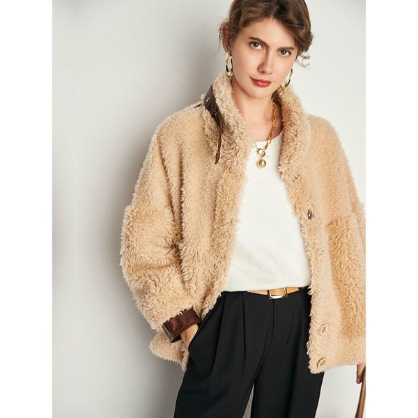 women's fur & faux lamb winter jacket natural women patchwork sheepskin single breasted wide-waisted abrigos mujer invierno 2021, Black
women's fur & faux lamb winter jacket natural women patchwork sheepskin single breasted wide-waisted abrigos mujer invierno 2021, Black
