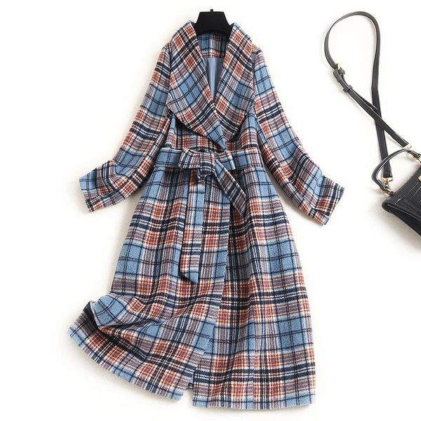 women's wool & blends european quality lapel plaid coat 2021 winter long knee 16402, Black
women's wool & blends european quality lapel plaid coat 2021 winter long knee 16402, Black