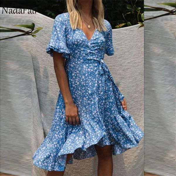 nadafair short sleeve blue women floral summer dress v neck lace up ruffles beach midi boho dresses1, Black;gray
nadafair short sleeve blue women floral summer dress v neck lace up ruffles beach midi boho dresses1, Black;gray