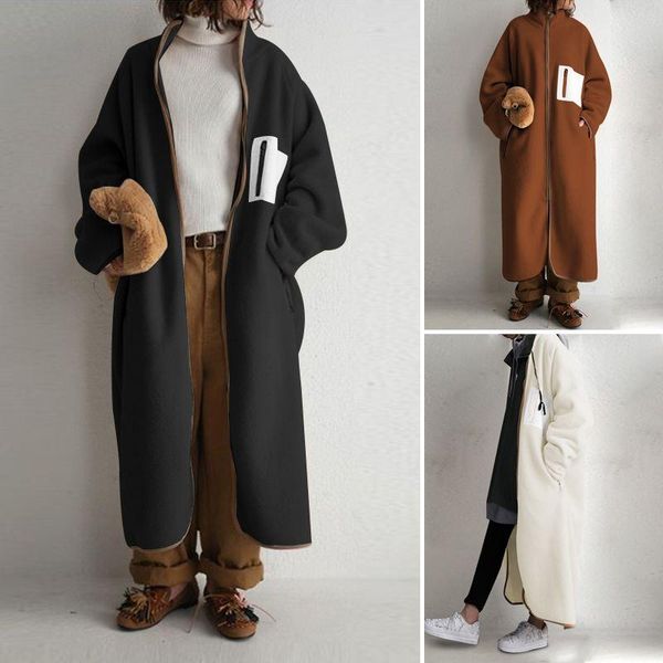 women's jackets fluffy fleece coats zanzea 2021 fashionlong winter warm outwear casual long sleeve female patchwork overcoats, Black;brown
women's jackets fluffy fleece coats zanzea 2021 fashionlong winter warm outwear casual long sleeve female patchwork overcoats, Black;brown