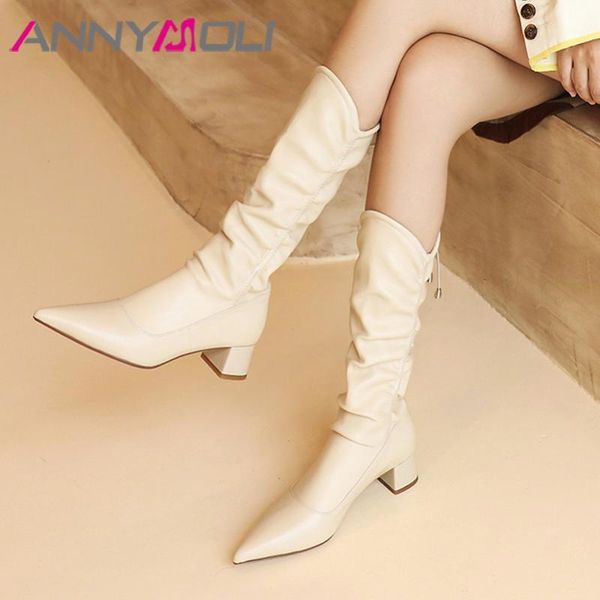 annymoli real leather med heel woman boots block heel mid calf boots pleated pointed toe ladies shoes autumn winter beige black1, Black
annymoli real leather med heel woman boots block heel mid calf boots pleated pointed toe ladies shoes autumn winter beige black1, Black