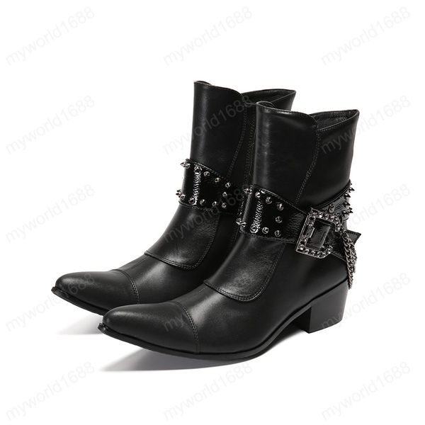 winter new fashion large size male pointed toe rivet buckle zipper boots black genuine leather men's party boots
winter new fashion large size male pointed toe rivet buckle zipper boots black genuine leather men's party boots