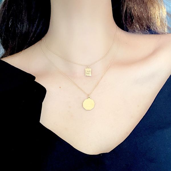 2021 do not fade titanium steel bath do not pick lucky small square double necklace women cool wind goodluck chain, Silver
2021 do not fade titanium steel bath do not pick lucky small square double necklace women cool wind goodluck chain, Silver