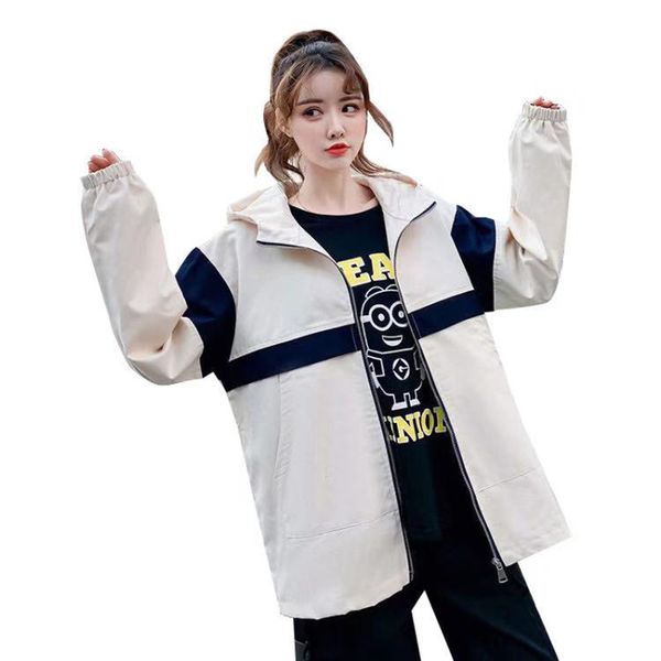 casual loose coats 2021 new spring plus female size korean jacket student with hoodie outerwear r227 qz70, Tan;black
casual loose coats 2021 new spring plus female size korean jacket student with hoodie outerwear r227 qz70, Tan;black