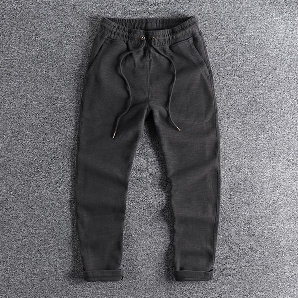 2020 british slub cotton knitted casual pants men's slim youth drawstring sports pants handsome boy trouser 0790, Black
2020 british slub cotton knitted casual pants men's slim youth drawstring sports pants handsome boy trouser 0790, Black