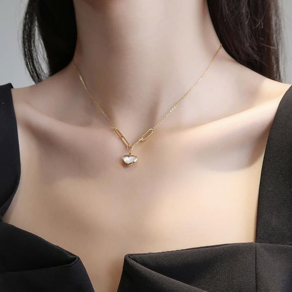 chains titanium with 18k gold heart shell necklace women stainless steel jewelry designer t show runway gown rare ins japan, Silver
chains titanium with 18k gold heart shell necklace women stainless steel jewelry designer t show runway gown rare ins japan, Silver