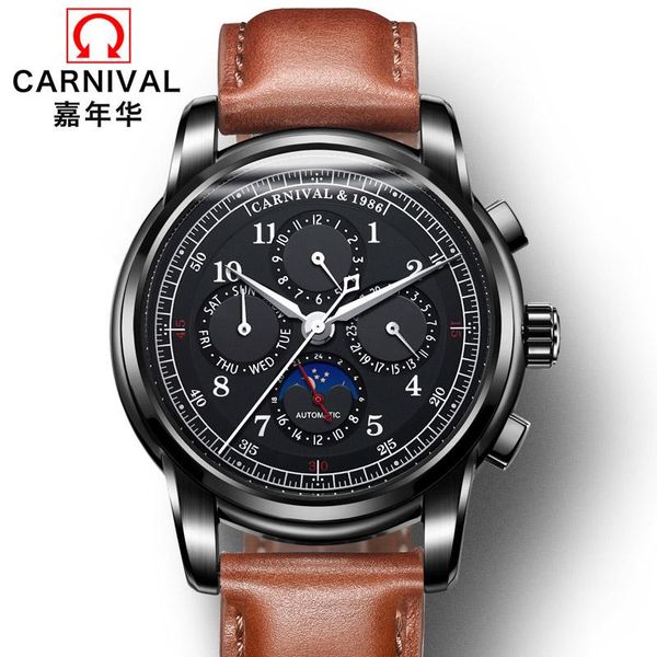 carnival fashion mens watches multifunction automatic watch men moon phase calendar mechanical watch waterproof, Slivery;brown
carnival fashion mens watches multifunction automatic watch men moon phase calendar mechanical watch waterproof, Slivery;brown