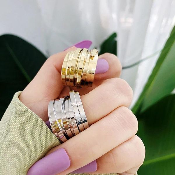 cluster rings minimalist retro temperament multilayer wide version ringtone female simple wild ring for women girls, Golden;silver
cluster rings minimalist retro temperament multilayer wide version ringtone female simple wild ring for women girls, Golden;silver
