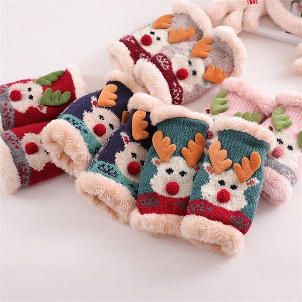 half finger glove knitting double deck plush keep warm student woman winter gloves christmas deer, Blue;gray
half finger glove knitting double deck plush keep warm student woman winter gloves christmas deer, Blue;gray