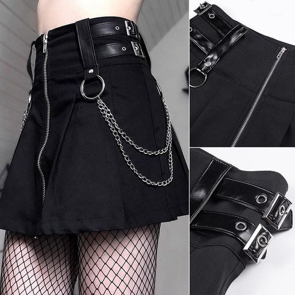 kili women skirt gothic pleated zipper chain decoration punk rock streetwear cool slim female black mini skirts1
kili women skirt gothic pleated zipper chain decoration punk rock streetwear cool slim female black mini skirts1