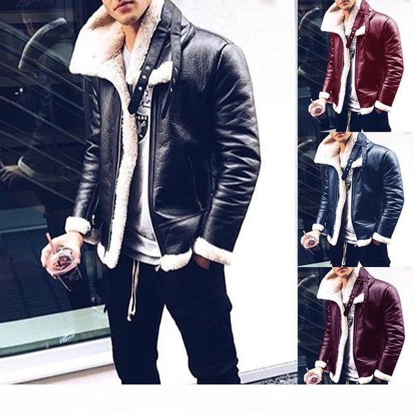 mens designer faux leather jacket winter thick long sleeves mens outerwear fashion stand collar zipper coat male apparel, Black
mens designer faux leather jacket winter thick long sleeves mens outerwear fashion stand collar zipper coat male apparel, Black