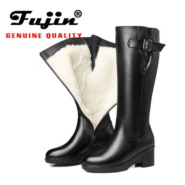 boots fujin 2021 genuine leather warm wool women snow fur shoes plush flat bottom high platform for winter, Black
boots fujin 2021 genuine leather warm wool women snow fur shoes plush flat bottom high platform for winter, Black