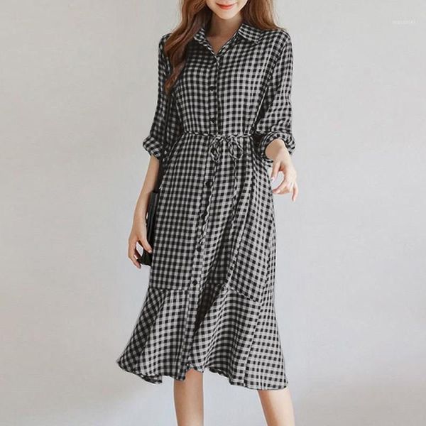 stylish check shirt dress women's spring sundress zanzea 2020 casual long sleeve midi vestido female lapel ruffle robe oversized1, Black;gray
stylish check shirt dress women's spring sundress zanzea 2020 casual long sleeve midi vestido female lapel ruffle robe oversized1, Black;gray