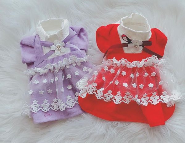 dog apparel red purple colors lace decor clothes for autumn and winter pet skirts with flower decoration cute sweet woolen skirt
dog apparel red purple colors lace decor clothes for autumn and winter pet skirts with flower decoration cute sweet woolen skirt