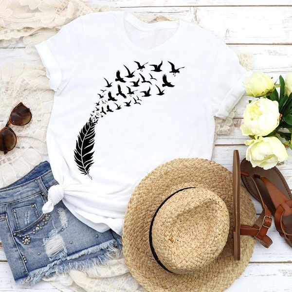 women graphic feather bird flying simple short sleeve cute 90s tees print t shirt clothing female shirt womens t-shirt, White
women graphic feather bird flying simple short sleeve cute 90s tees print t shirt clothing female shirt womens t-shirt, White