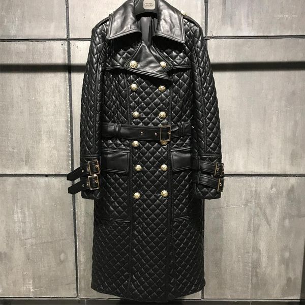 genuine sheep leather coat long women real lamb leather coat1, Black