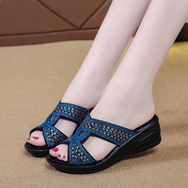 summer casual slope with women's sandals and slippers thick-soled mother sandals with rhinestone breathable women's slippers, Black
summer casual slope with women's sandals and slippers thick-soled mother sandals with rhinestone breathable women's slippers, Black