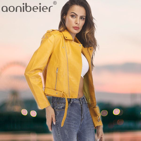 aonibeier artificial leather jackets autumn street short washed pu jacket zipper basic jackets slim fit women coats outwear 201030, Black
aonibeier artificial leather jackets autumn street short washed pu jacket zipper basic jackets slim fit women coats outwear 201030, Black