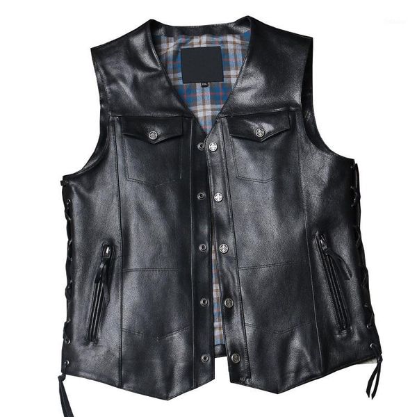 mens motorcycle biker leather vest male goatskin genuine leather sleeveless jackets v neck adjustable black sheepskin waistcoat1, Black;white
mens motorcycle biker leather vest male goatskin genuine leather sleeveless jackets v neck adjustable black sheepskin waistcoat1, Black;white
