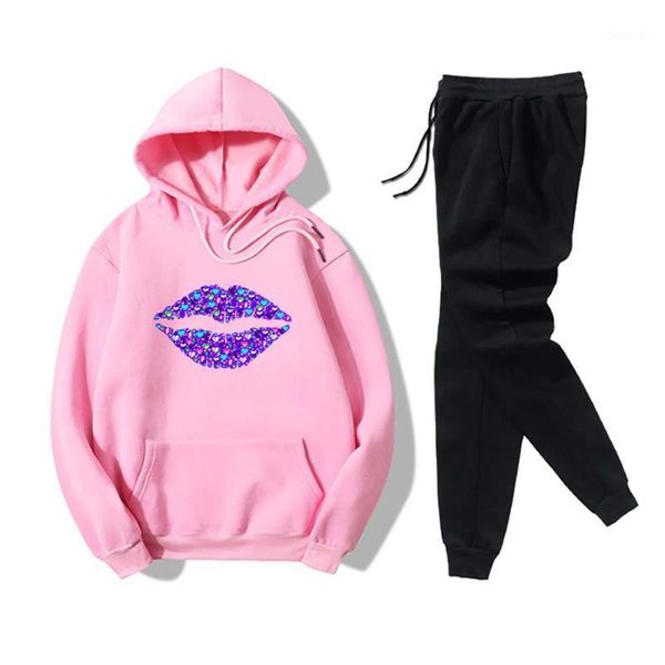 running sets suits for women purple lip printed pocket sweatshirts and long sweatpants two piece set casual fashion lady sportswear1, Black;blue
running sets suits for women purple lip printed pocket sweatshirts and long sweatpants two piece set casual fashion lady sportswear1, Black;blue