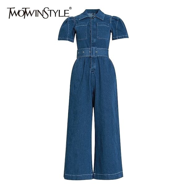twotwinstyle causal rompers womens jumpsuit lapel collar short sleeve high waist lace up wide leg jumpsuits for female fashion y200904, Black;white
twotwinstyle causal rompers womens jumpsuit lapel collar short sleeve high waist lace up wide leg jumpsuits for female fashion y200904, Black;white