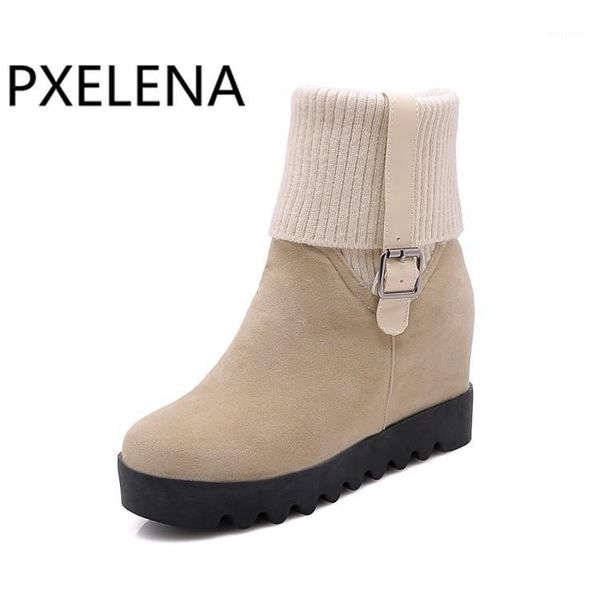 pxelena design knitting height increasing hidden high heels women ankle boots slip on buckle decor punk gothic rock boots ladies1, Black
pxelena design knitting height increasing hidden high heels women ankle boots slip on buckle decor punk gothic rock boots ladies1, Black