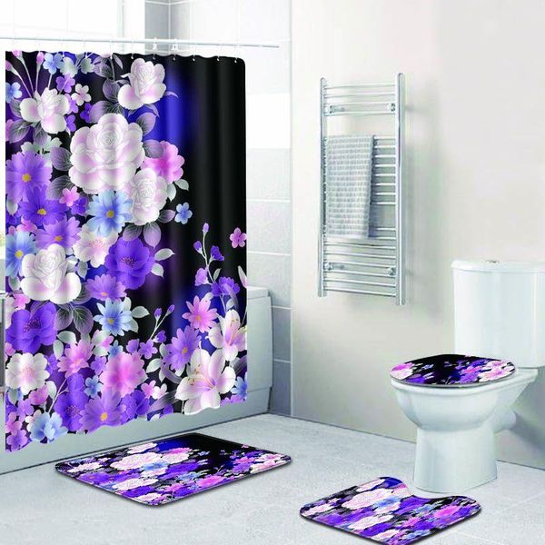 shower curtains purple flower polyester curtain bathroom waterproof with 12 hooks pedestal rug lid toilet cover bath mat set 
shower curtains purple flower polyester curtain bathroom waterproof with 12 hooks pedestal rug lid toilet cover bath mat set