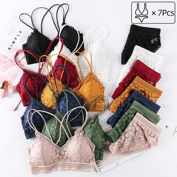 bras sets 7pcs/lot lace bra briefs set women bralette ultrathin panties lingerie backless wireunderwear intimates #f, Red;black
bras sets 7pcs/lot lace bra briefs set women bralette ultrathin panties lingerie backless wireunderwear intimates #f, Red;black