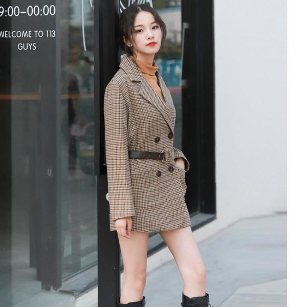 women's suits & blazers spring 2021 fashion long-sleeved plaid hair small suit with coat, White;black
women's suits & blazers spring 2021 fashion long-sleeved plaid hair small suit with coat, White;black