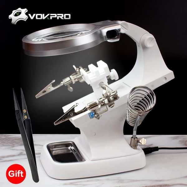 3 hand soldering iron stand welding tool with illuminated glasses led alligator clip holder clamp helping hand repair
3 hand soldering iron stand welding tool with illuminated glasses led alligator clip holder clamp helping hand repair