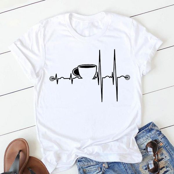 heartbeat ecg t-shirt coffee cup printing short-sleeved female t-shirt harajuku tumblr graphic t-shirt femme clothes, White
heartbeat ecg t-shirt coffee cup printing short-sleeved female t-shirt harajuku tumblr graphic t-shirt femme clothes, White