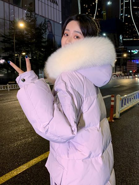 women's style 2020 new winter thick super long knee big hair collar white duck down bread jacket, Black
women's style 2020 new winter thick super long knee big hair collar white duck down bread jacket, Black
